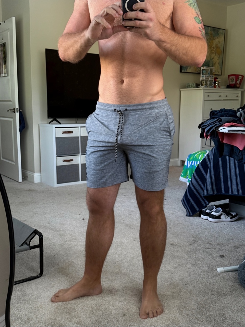 Men's Hurley Gray Casual Drawstring Shorts large